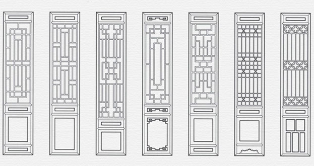 洮南常用中式仿古花窗图案隔断设计图