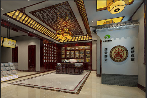 洮南古朴典雅的中式茶叶店大堂设计效果图