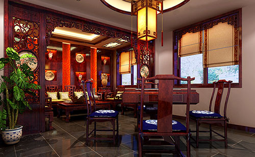 洮南古典中式风格茶楼包间设计装修效果图